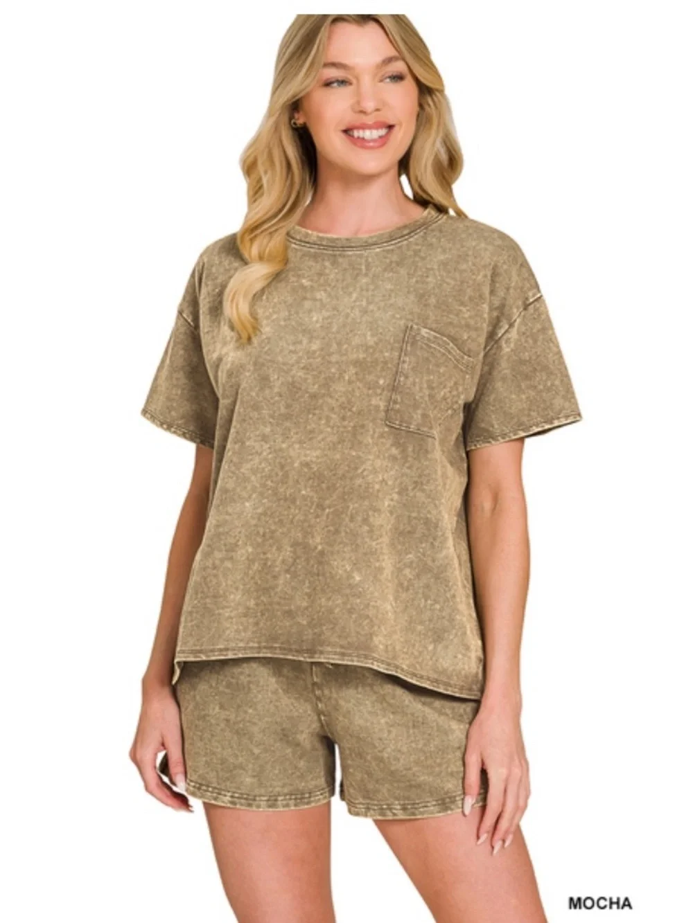 86 ❤️ ZENANA FRENCH TERRY ACID WASHED RELAXED TOP & SHORT SET